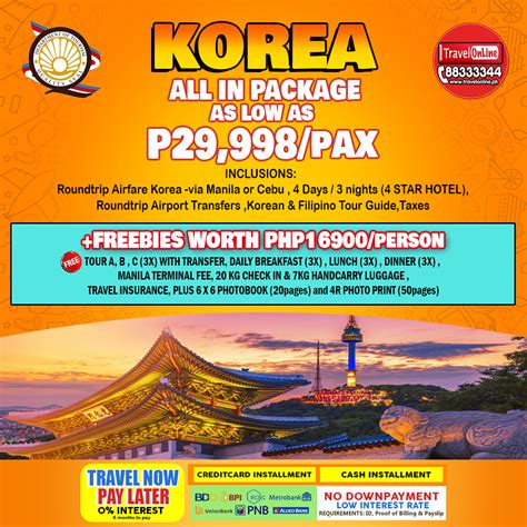 4 Days 3 Nights. . Korea tour package from philippines 2023
